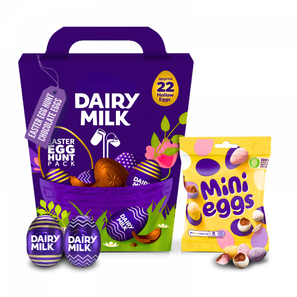 2X Cadbury Dairy Milk Easter Egg Hunt Pack And Mini Eggs Bag