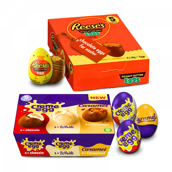 2X Bundle Reese's Peanut Butter Creme Eggs And Cadbury Assorted Creme Eggs