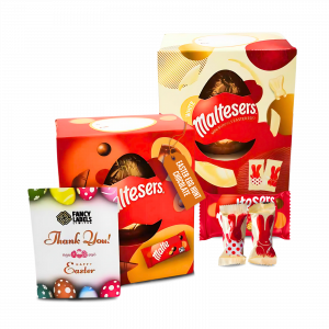 2X Maltesers Chocolate And Maltesers White Bunny Small Easter Chocolate Eggs w/ Thank you Card