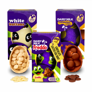 3X Cadbury White Buttons, Dairy Milk Freddo And Dairy Milk Caramel Nibbles Easter chocolate Eggs