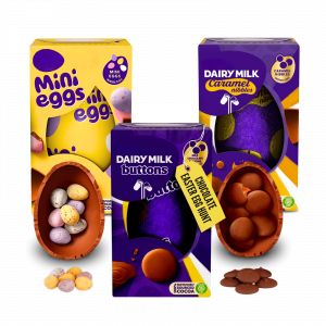 3X Cadbury Mini Eggs, Dairy Milk Buttons And Dairy Milk Caramel Nibbles Easter chocolate Eggs