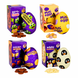 4X Cadbury Dairy Milk Freddo, Dairy Milk Caramel Nibbles, Mini Eggs And White Buttons Small Easter Eggs