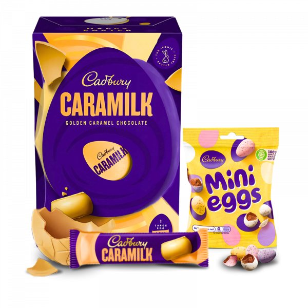 2X Cadbury Caramilk Golden Caramel Chocolate Egg And Cadbury Mini Eggs bag