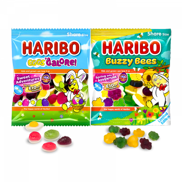 2X Haribo Eggs Galore And Haribo Buzzy Bees Easter Gummy Treats