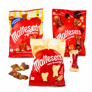 3X Maltesers Mini Bunnies Poprcorn, White Mini Bunnies And Chocolate Mini Bunnies Easter Treats
