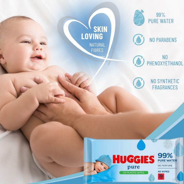 4X Baby Skincare Bundle Johnson's Baby shampoo, Johnson's baby Powder, Huggies pure wipes And Baby Gentle shower Scrub - Image 2