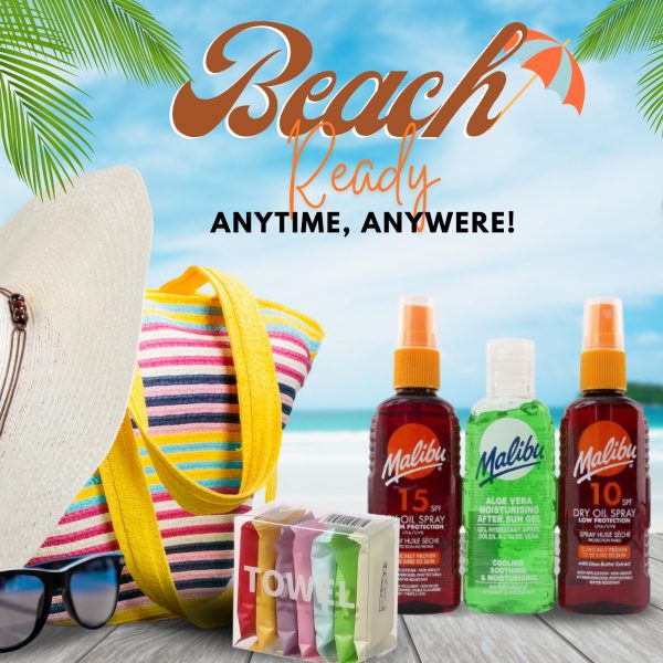 3X Malibu Suncare summer set Spray And Summer compressed Towel Set - Image 3