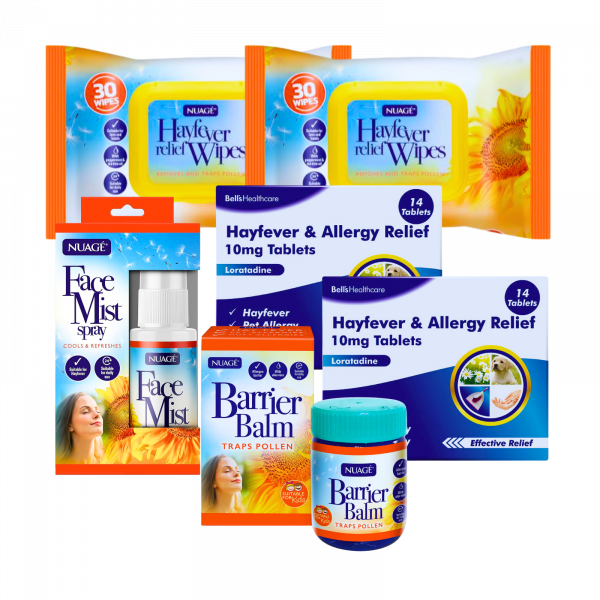 6X Bundle Nuage Hayfever Wipes, Hayfever & Allergy Relief Tablets, Nuage Face mist And Nuage Barrier Balm