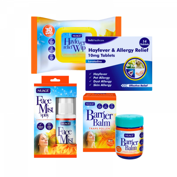 4X Bundle Nuage Hayfever Wipes, Hayfever & Allergy Relief Tablets, Nuage Face mist And Nuage Barrier Balm